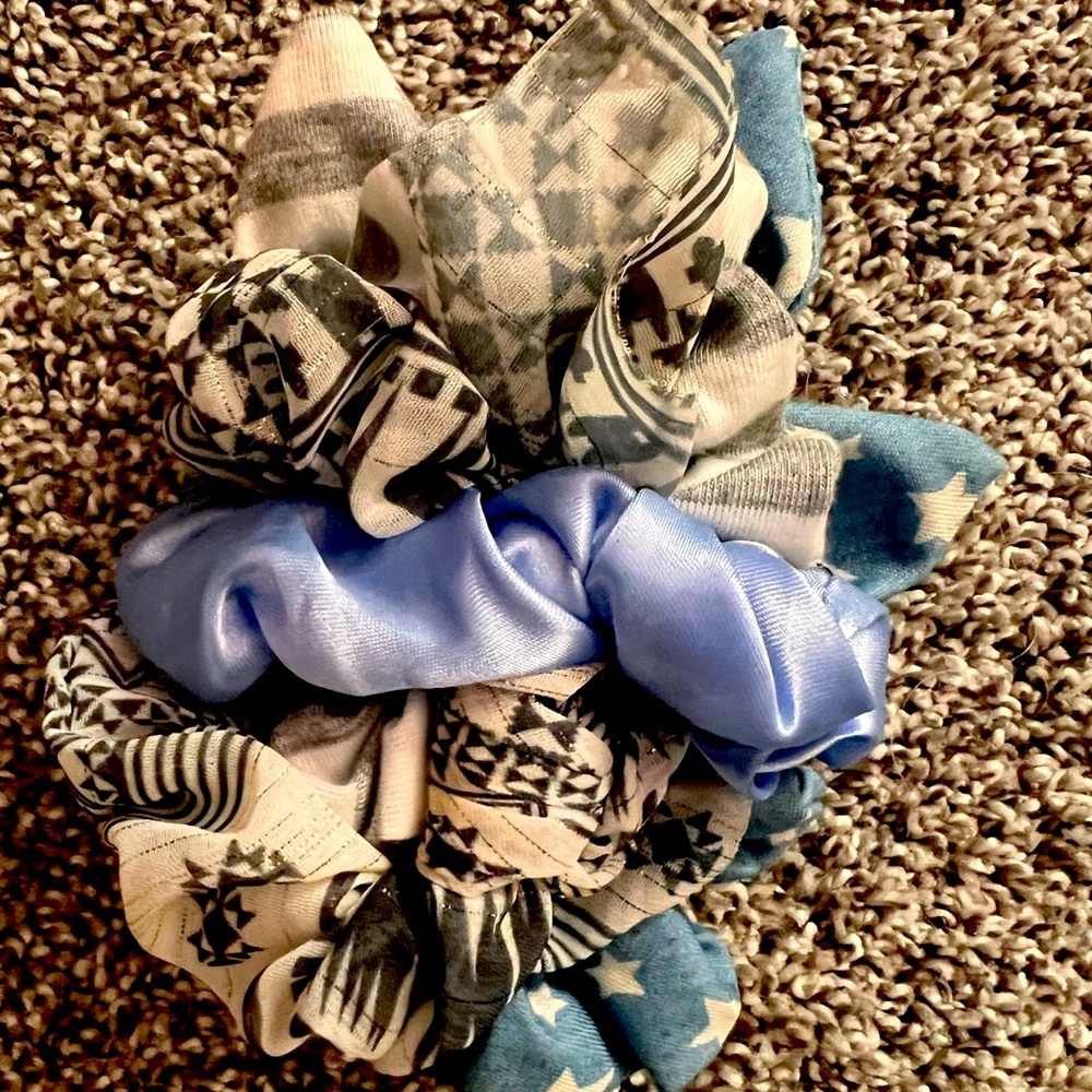 Women’s scrunchies. 4-pack. Blue and gray tones. New, never worn.